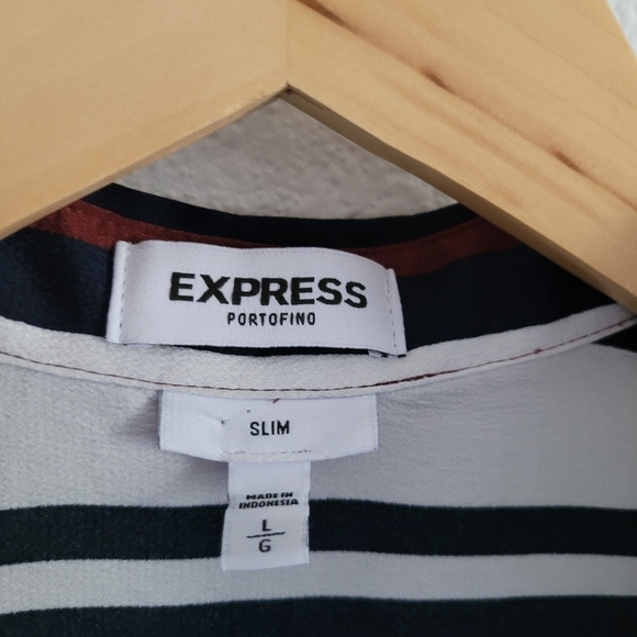 Express Slim fit portfolio stripped button down top - Picture 3 of 11